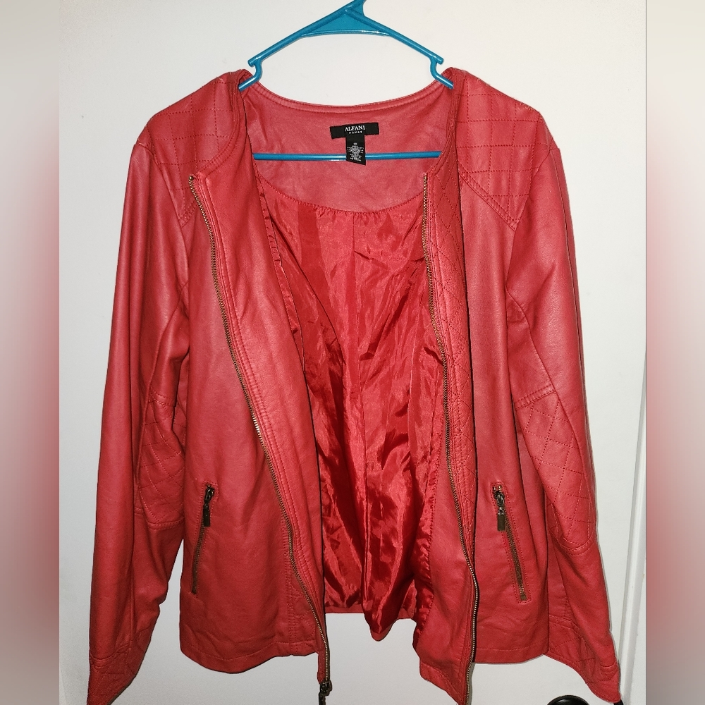 Alfani Red Faux Lleather Jacket 1X